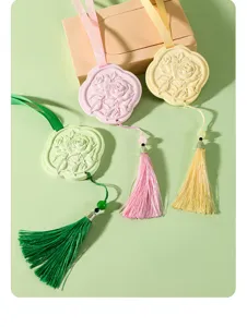 Scented plaster rose relief hanging pendant with colorful tassel for car and home interior decor