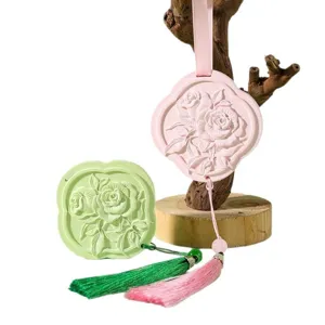 Aroma diffuser stone plaster car pendant elegant rose flower design essential oil air freshener