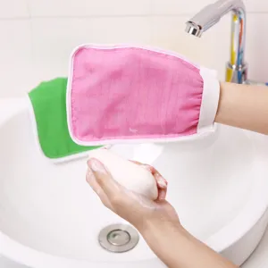 Exfoliating bath mitt shower glove for body scrubbing double sided cleaning tool bathroom