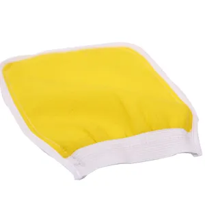 Exfoliating bath mitt shower sponge dual-sided scrubbing glove for body cleaning yellow