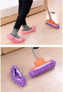 Chenille Mopp Hausschuhe Bodenstaub Reinigung Schuhueberzuege und Mopp Set fuer Zuhause.