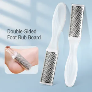 Double Sided Foot File Callus Remover Stainless Steel Foot Scrubber Pedicure Tool With Clear Handle For Dead Skin
