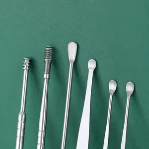 Stainless steel ear pick 6-piece set portable ear cleaning tool kit for home adult use.