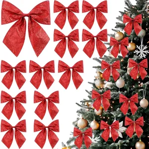 Kerstboom Glitter Strik Hangende Ornamenten Polyester Strik Slinger Raamdecoratie Feestbenodigdheden