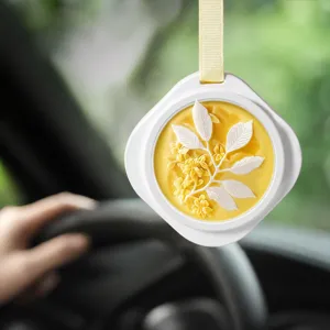 Car hanging osmanthus fragrance tablet, long-lasting solid air freshener for wardrobe and room.