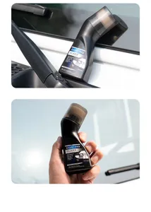 Detailed view of car anti-fog coating spray bottle, showing clear glass treatment use.