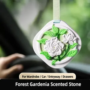 Hanging gardenia car air freshener, solid aroma plaster tablet for wardrobe and closet.