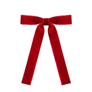Red velvet ribbon bow Christmas tree decoration pendant gift box ornament holiday supplies