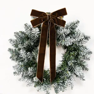 Christmas velvet bow hanging wreath for holiday party tree decoration home decor nice