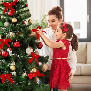Rote Samt Schleifen für Weihnachtsbaum hängende Dekorationen festliche Party Deko