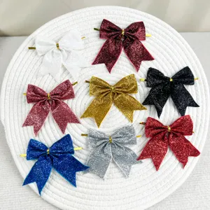 Fiocchi di Natale glitterati ornamenti appendini decorativi per albero festivo e feste.
