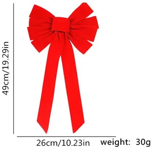 Red velvet Christmas bow for tree decoration, gift wrapping, and holiday party wreaths.
