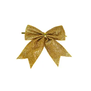Ornamento di fiocco glitter oro albero di Natale decorazione appendiabiti festa accessori