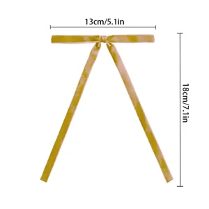 Golden yellow velvet bow Christmas tree ornament decoration measuring 13x18cm for holiday decor