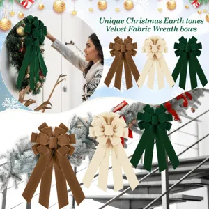 Large Christmas tree topper bow velvet fabric wreath bows for home party stair decor