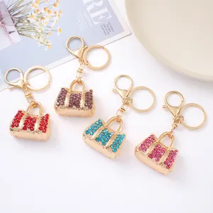 Porte-clés sac à main strass scintillant métal anneau porte-clés mignon accessoire de sac