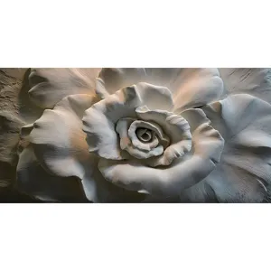 Elegante 3D-Relief-Wandtapete mit weißer Rose für Wohnzimmer-TV-Hintergrunddekor