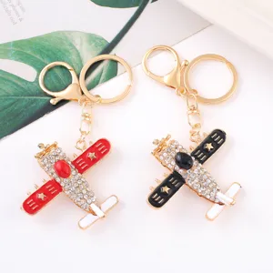 Creatieve Vliegtuig Sleutelhanger Strass Metaal Jager Model Sleutelhanger Tas Hanger Auto Sleutelhanger Cadeau