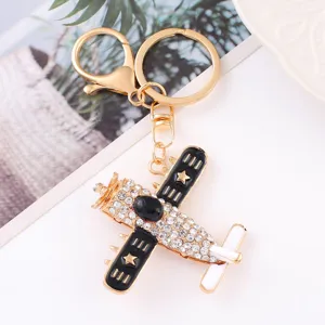 Kristal vliegtuig sleutelhanger luxe metaal straaljager ring strass tas hanger cadeau