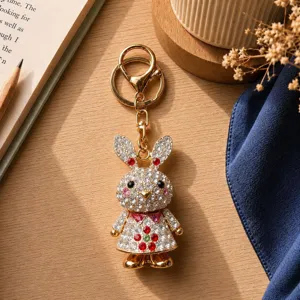 Glitzernder Strass Hase Schlüsselanhänger funkelnder Kristall Taschenanhänger Tier Autochip.