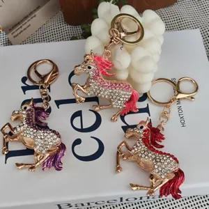 Glänzendes Strass Pferd Schlüsselanhänger Legierung Chinesischer Stil Taschenanhänger Auto Schlüsselanhänger Mode Handtasche Zubehör Geschenk