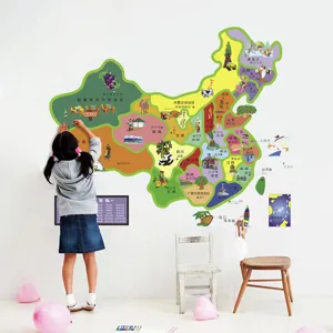 Large colorful cartoon China map wall decal perfect for nursery and children's room decoration