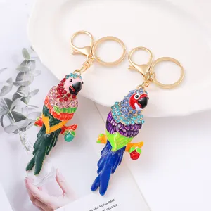 Lindo Llavero de Loro Aleación de Zinc Strass Aceite de Goteo Llavero de Metal Colgante de Bolso Accesorio de Llave de Coche