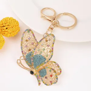 Magnifique porte-clés papillon strass métal doré charm cristal brillant accessoire sac