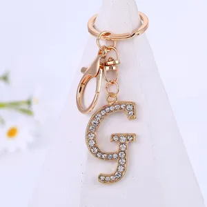 Korean style alloy rhinestone letter G keychain pendant stylish gift wholesale accessory