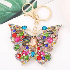 Superbe porte-clés papillon strass pendentif en métal brillant cristal sac accessoire