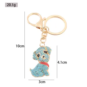 Mignon porte-clés chiot strass pendentif sac chien en métal accessoire pour femmes