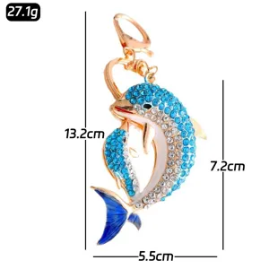 Cute rhinestone dolphin keychain metal bag pendant cute animal accessories gift fashion style