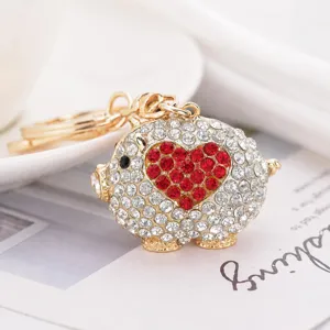 Portachiavi Maiale con Strass Lusso Leggero Animale Cartone Animato Anello Chiave Metallo Ciondolo Borsa Auto Regalo Donna