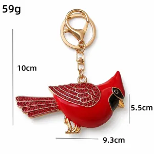 Roter Kardinal Strass Schlüsselanhänger Zinklegierung Vogel Taschenanhänger Geschenk