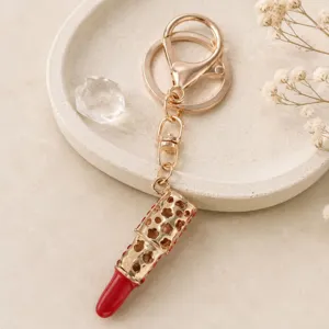 Portachiavi con strass a forma di rossetto creativo, lega di zinco anello per chiavi auto borsa.