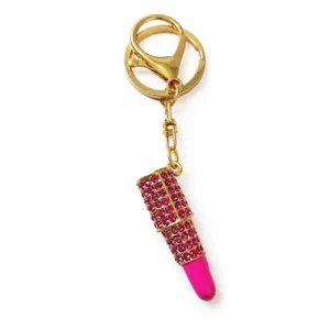 Portachiavi rossetto strass creativo anello metallo borsa pendente regalo moda chic
