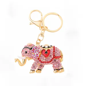 Strass kristal olifant sleutelhanger schattig metaal dier sleutelring tas bedel cadeau