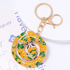 Chinese style painted zodiac snake keychain fashion versatile bag pendant key ring chain