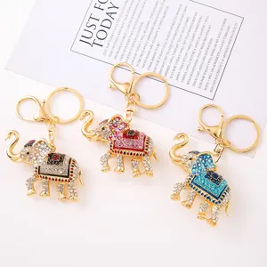 Luxe Strass Geëmailleerd Olifant Sleutelhanger Metaal Schattig Dier Tas Charm Sleutelhanger Keten Hanger Sieraden Cadeau Voor Vrouwen