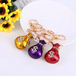 Porte-clés bourse strass en métal, ensemble de pendentifs porte-bonheur pour femmes.