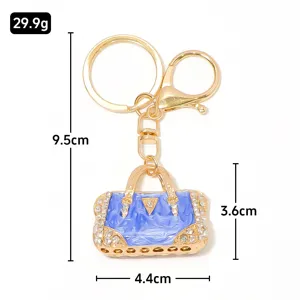 Metall Handtasche Schlüsselanhänger mit Strass und Emaillierung, modischer Taschenanhänger.