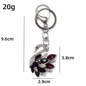 Crystal swan keychain alloy rhinestone bag pendant car key ring sparkling fashion accessory gift