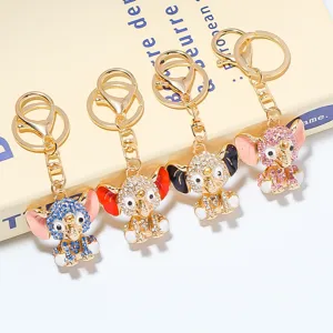 Portachiavi a Forma di Elefante a Cartone Animato Carino Strass Metallo Animale Auto Zaino Accessorio Portachiavi Regalo