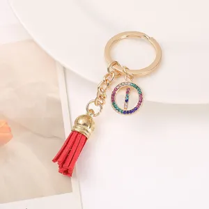 Korean style crystal rhinestone alphabet tassel keychain bag pendant fashion gift accessory
