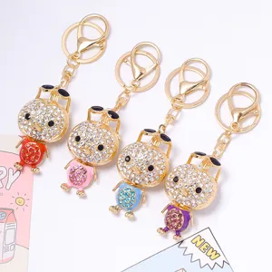 Llavero Creativo de Cerdo con Strass Aleación de Metal Colgante de Animal Lindo Bolso Colgante Ornamento Coche Anillo de Llaves Cadena Regalo