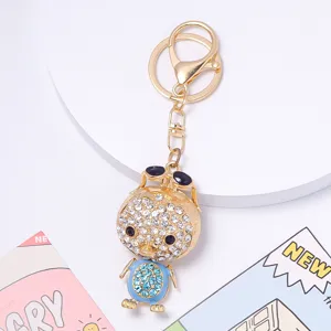 Llavero de animal con diamantes de imitación lindo cerdo colgante bolso encanto regalo