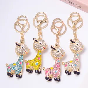Portachiavi giraffa strass carino animale in metallo anello ciondolo borsa regalo