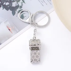 Crystal Rhinestone Whistle Keychain Silver Alloy Cute Car Key Ring Bag Pendant Gift!