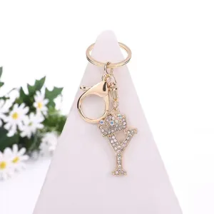 Rhinestone Crown Letter Y Keychain Gold Alloy Bag Pendant Fashion Accessories Gift Keyring