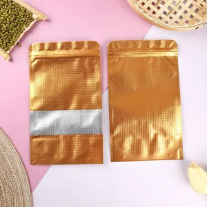 Detaillierte Ansicht goldener geprägter Aluminiumfolienbeutel für Lebensmittelverpackungen